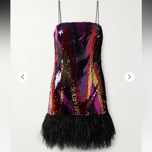 Rebecca Vallance Kaia feather trimmed sequin dress